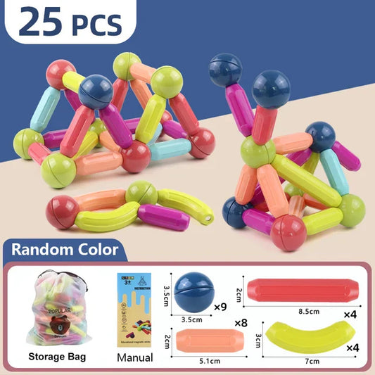 25 Pcs Strong Magnetic Sticks & Link With Storage Bag